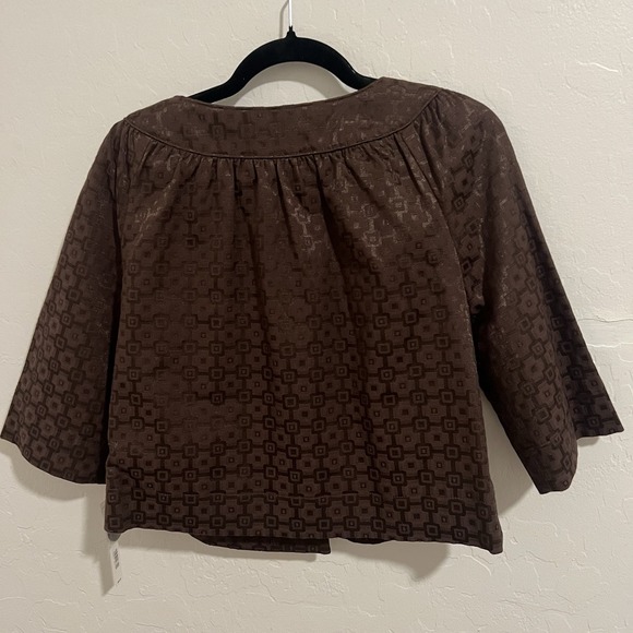 NWT Y2K Apt. 9 Brown Cropped Button Jacket 3/4 Sleeve Womens Sz M Rory Coquette - Picture 5 of 7